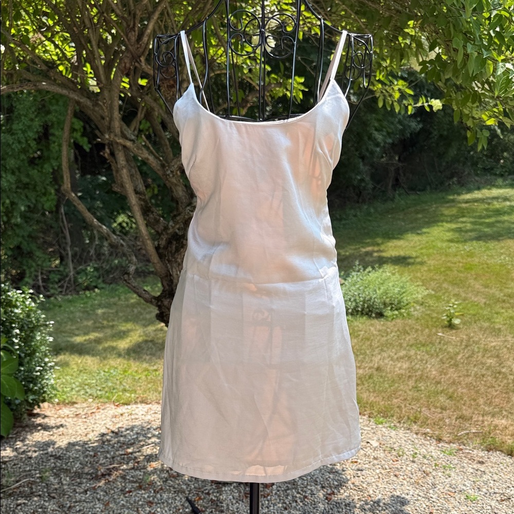 Superdown opal strappy  Y back satin mini dress